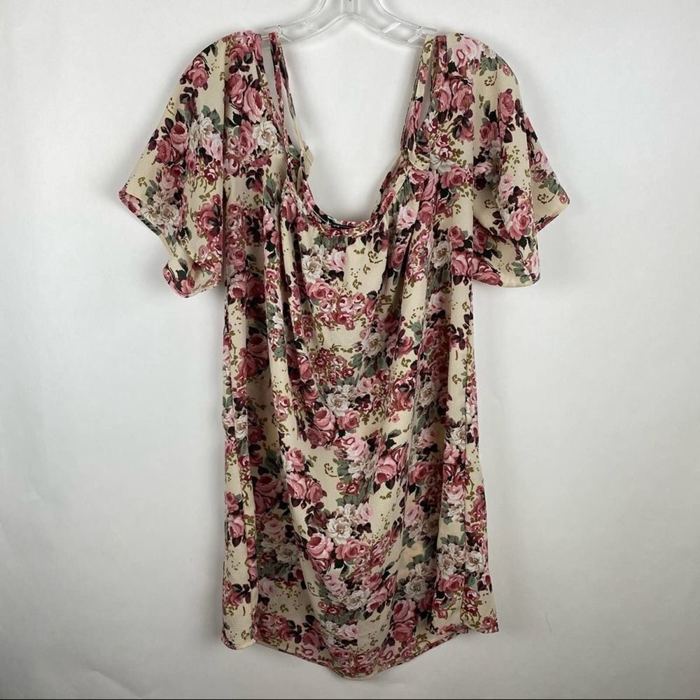 Vibe Sportswear Cold Shoulder Floral Blouse